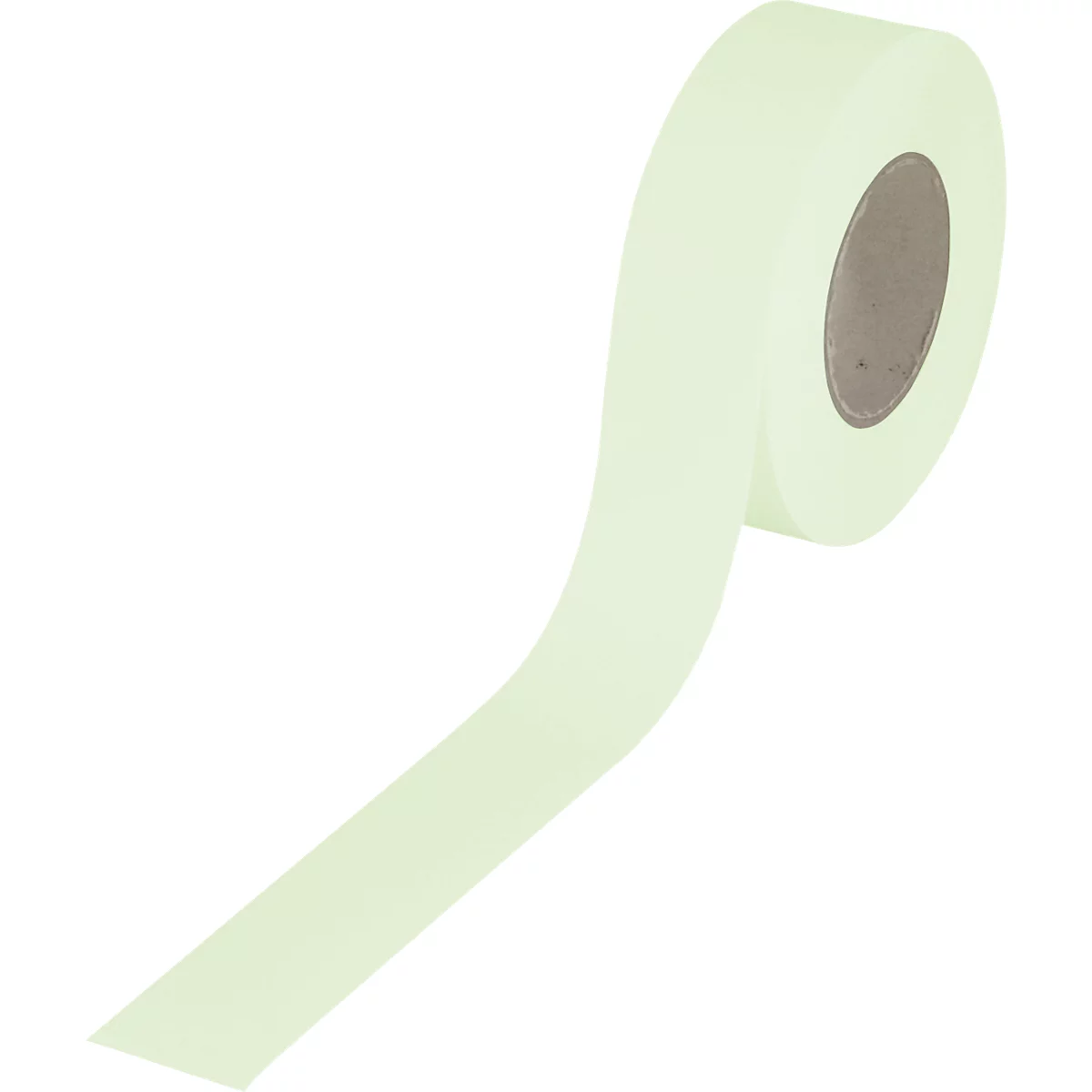 A roll of light green tape, partially unrolled. The core is brown.