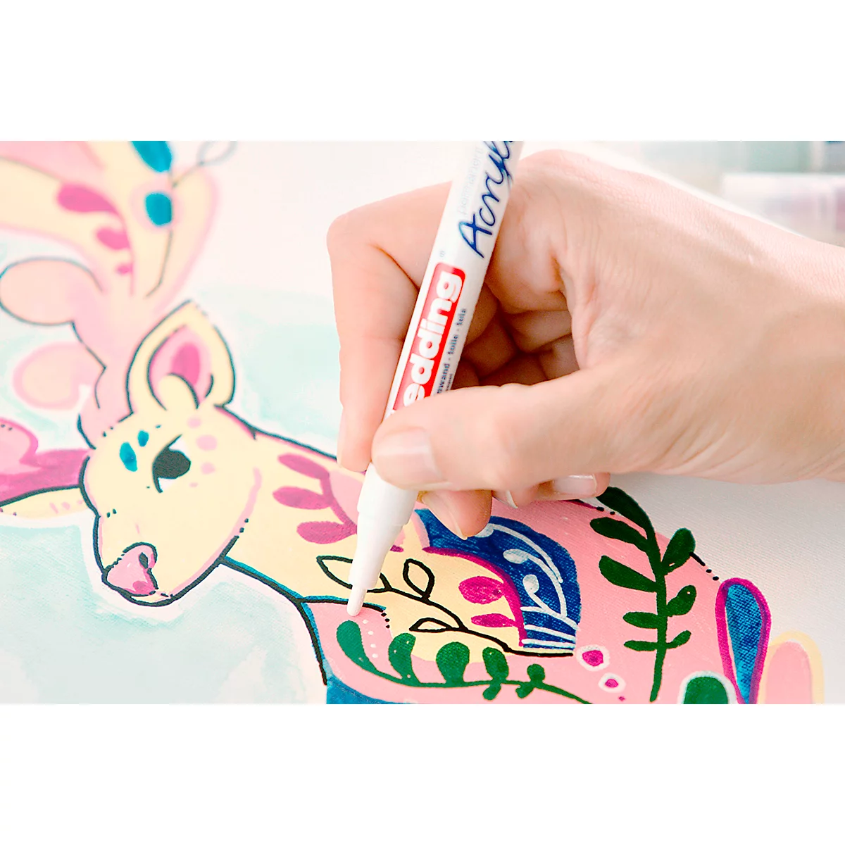 Marqueur acrylique edding creativ, jeu de 12, convient pour de nombreuses surfaces, différentes largeurs de trait, diverses couleurs