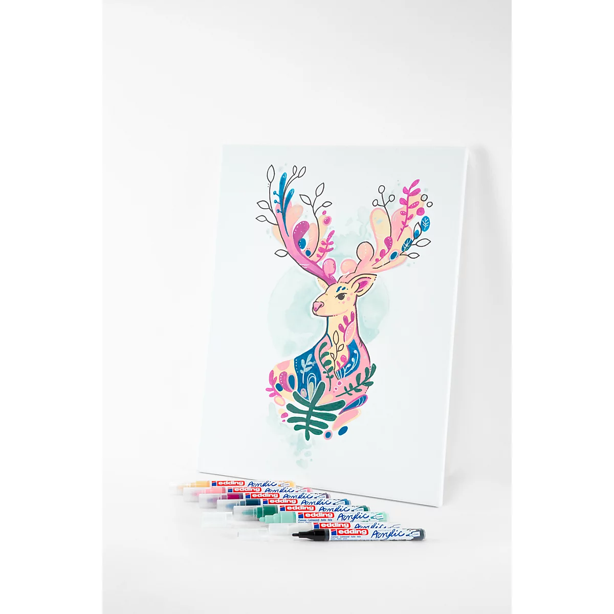 Marqueur acrylique edding, set de 8, convient pour de nombreuses surfaces, pointe ogive, diverses couleurs
