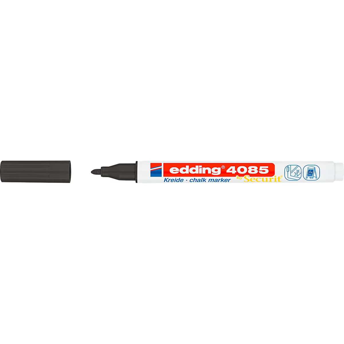 Marqueur craie edding 4085 , pour surfaces lisses, largeur de trait 1-2 mm, pointe ogive, noir