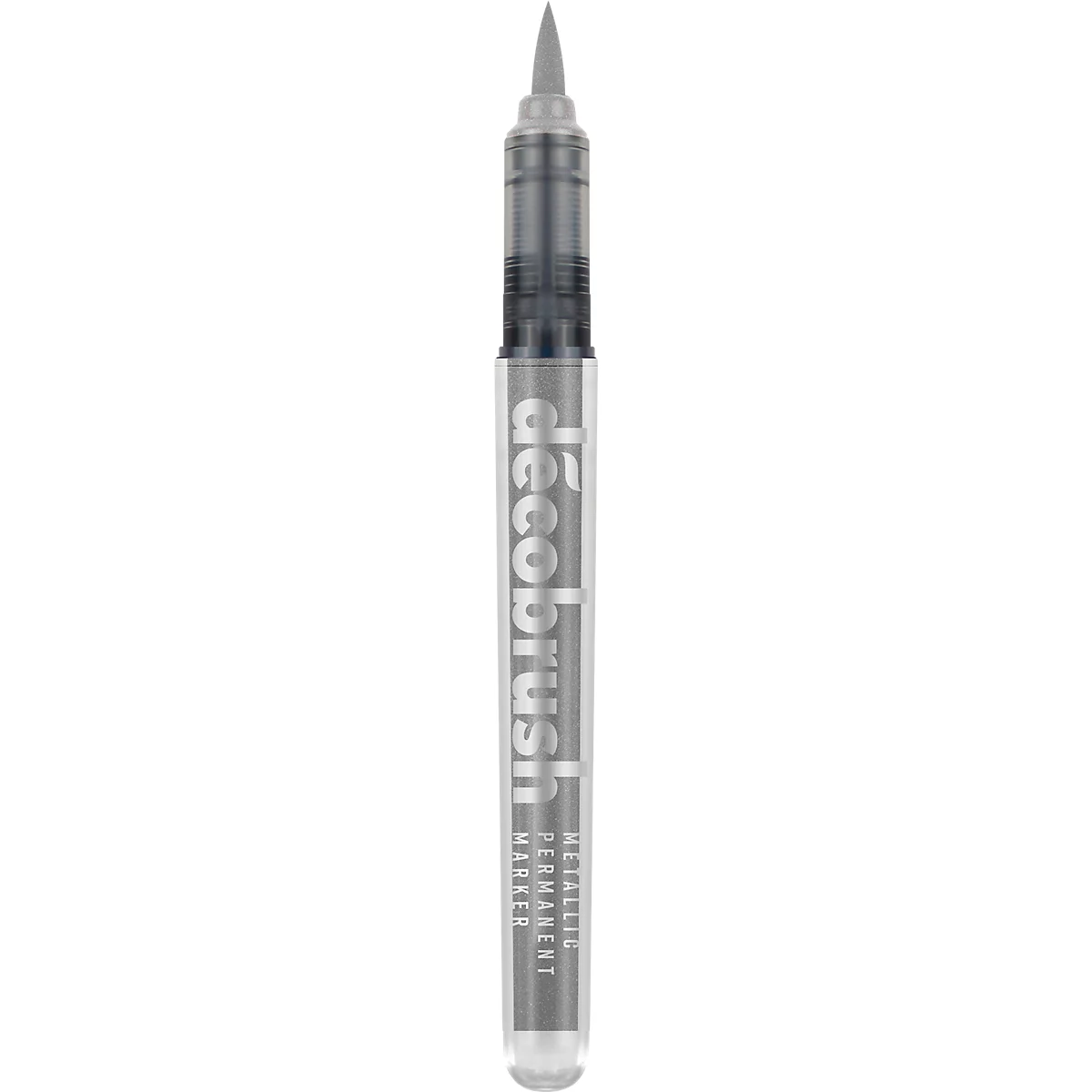 Marqueur métallique Karin Déco Brush, pour surfaces noires &amp; blanches, résistant à la lumière, permanent, 1 pièce, argenté