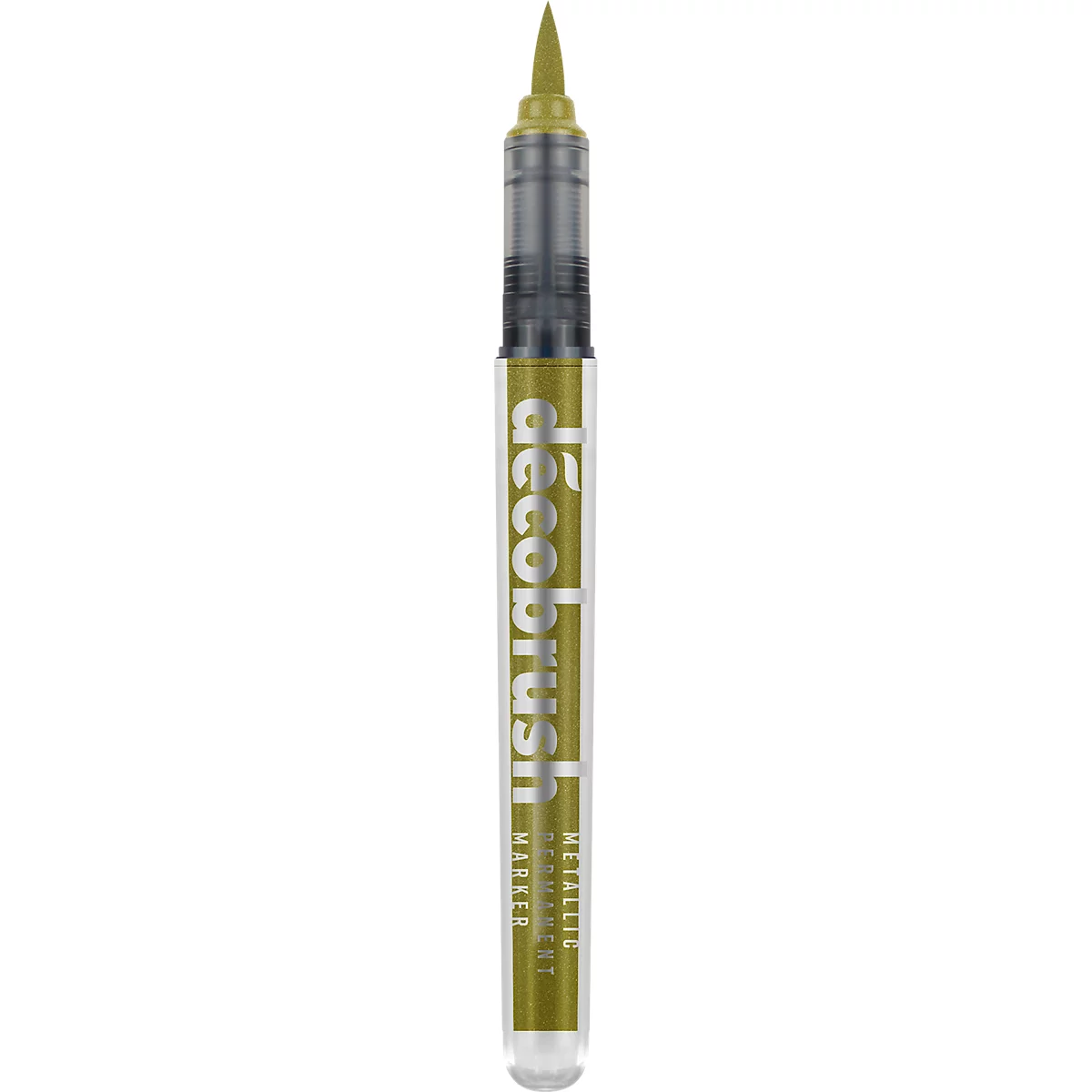 Marqueur métallique Karin Déco Brush, pour surfaces noires &amp; blanches, résistant à la lumière, permanent, 1 pièce, or