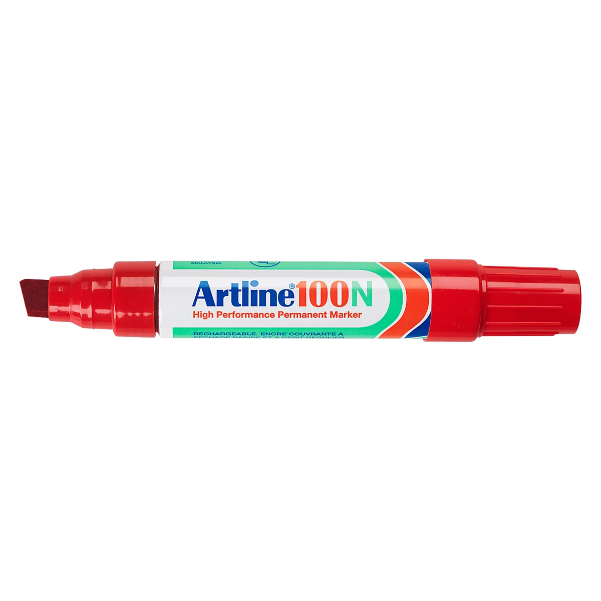 Marqueur permanent Artline 100, pointe biseautée, rouge, 12 pièces