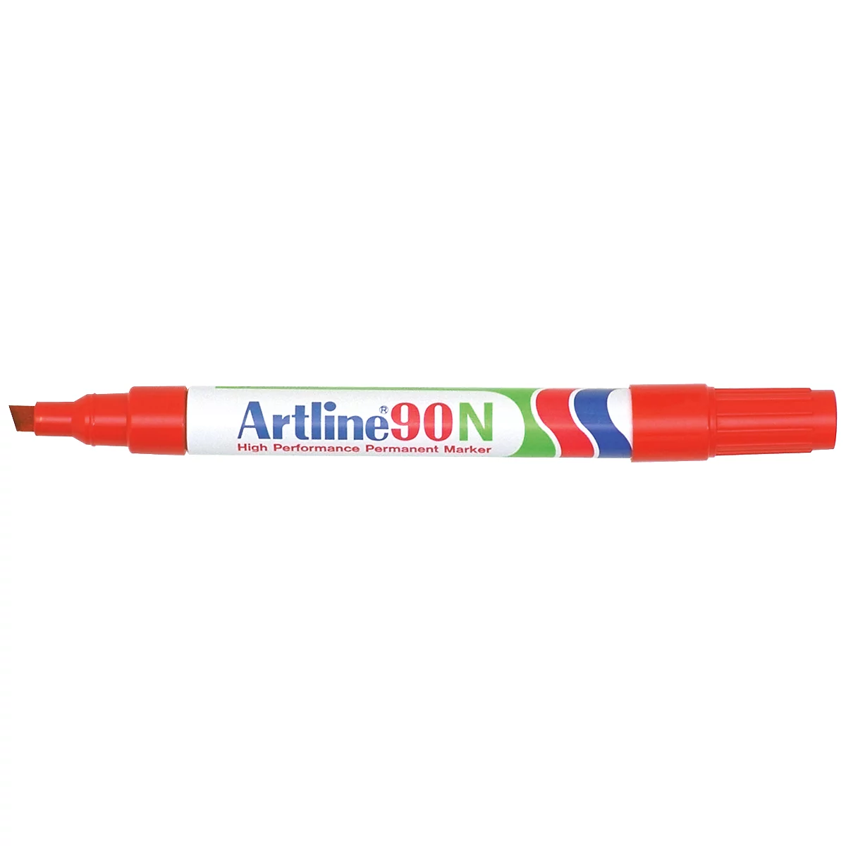 Marqueur permanent Artline 90, pointe bisautée, rouge, 12 pièces