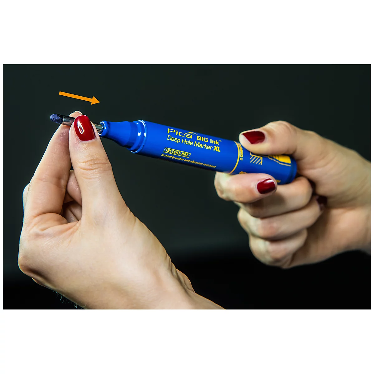 Marqueur permanent Pica BIG Ink Marker XL, pour surfaces lisses &amp; sèches, pointe d'écriture spéciale, résistant à l'eau &amp; à l'effacement, couleur d'encre bleue