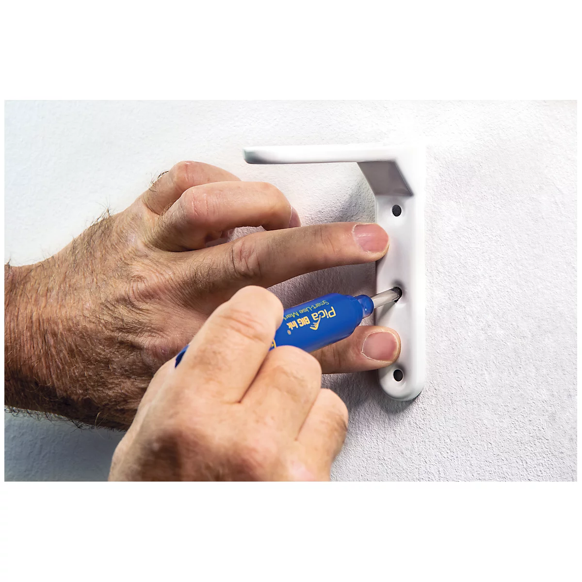 Marqueur permanent Pica BIG Ink Marker XL, pour surfaces lisses &amp; sèches, pointe d'écriture spéciale, résistant à l'eau &amp; à l'effacement, couleur d'encre bleue