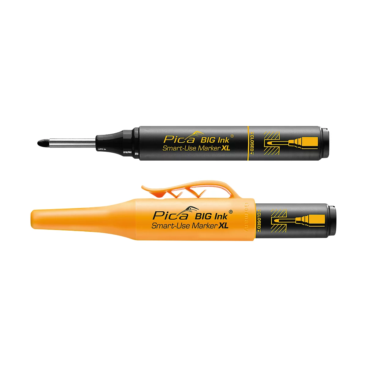 Marqueur permanent Pica BIG Ink Marker XL, pour surfaces lisses &amp; sèches, pointe d'écriture spéciale, résistant à l'eau &amp; à l'effacement, couleur d'encre noire