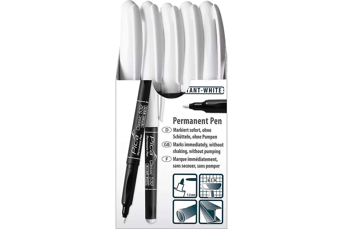 Pica 532/52 Stylo Permanent 1-2mm rond blanc 