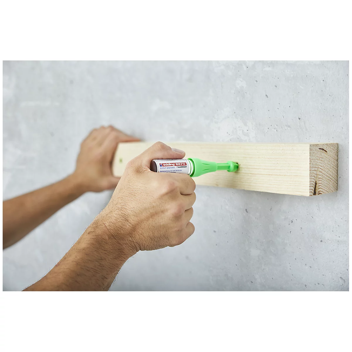 Marqueur pour trous de forage edding 8870, pour le marquage de trous de forage jusqu'à P 50 mm &amp; Ø 3-13 mm, effaçable, avec fermeture de sécurité, vert néon