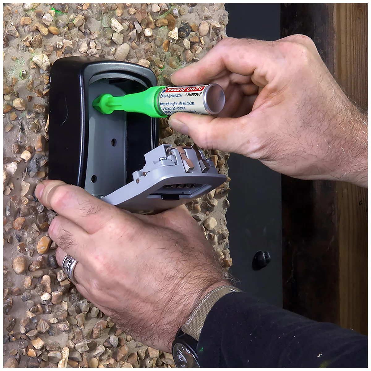 Marqueur pour trous de forage edding 8870, pour le marquage de trous de forage jusqu'à P 50 mm &amp; Ø 3-13 mm, effaçable, avec fermeture de sécurité, vert néon