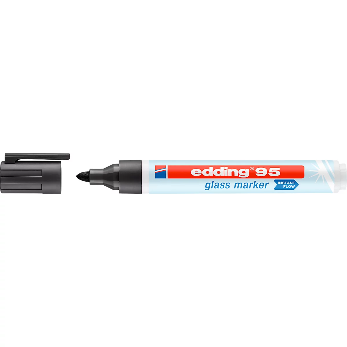 Marqueur pour verre edding 95, pour surfaces en verre et tableaux blancs, largeur de trait 1,5-3 mm, pointe ronde, noir