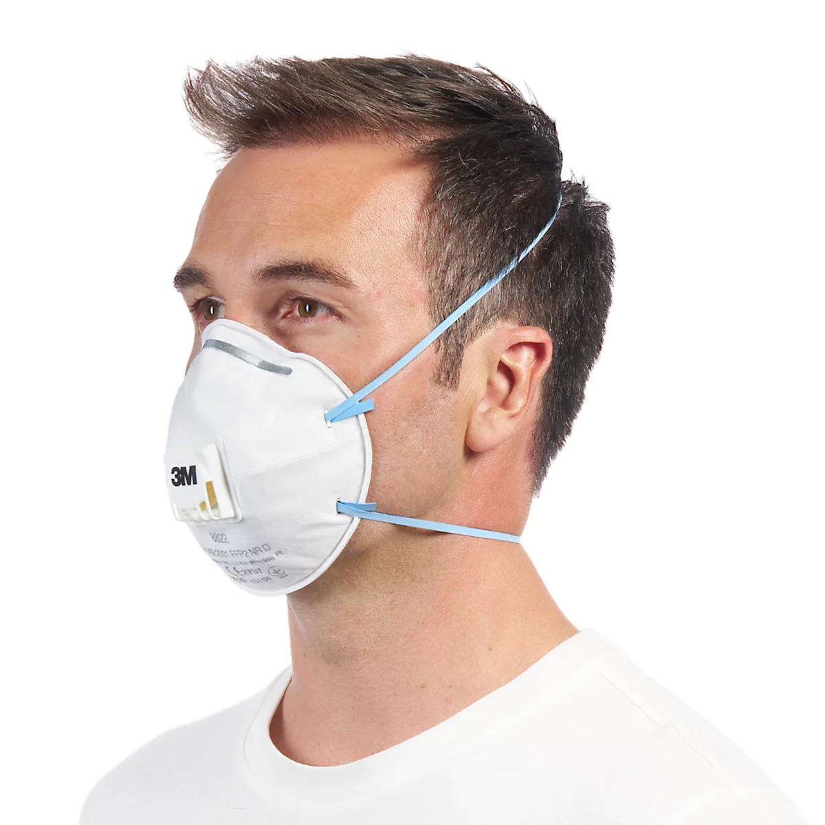 Masque de protection respiratoire 3M Cool Flow 8822, jetable, type masque à particules FFP2, EN 149:2001 + A1:2009, avec valve, polypropylène, blanc, 10 pièces