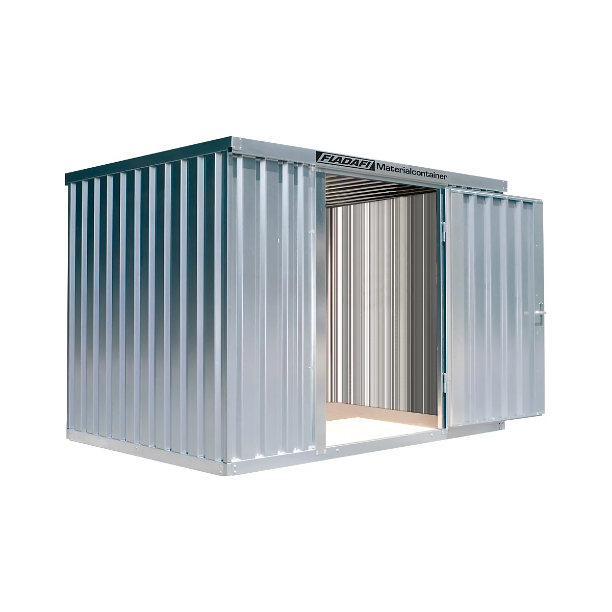 Materiaalcontainer MC 1300, gegalvaniseerd, gemonteerd, met houten bodem