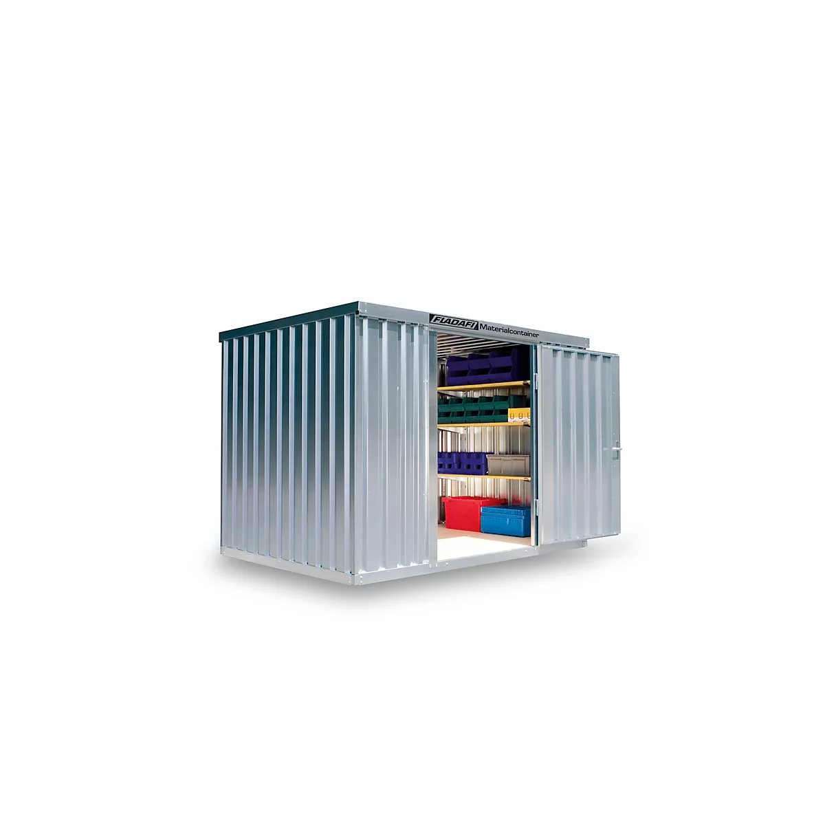 Materiaalcontainer MC 1300, gegalvaniseerd, gemonteerd, met houten bodem