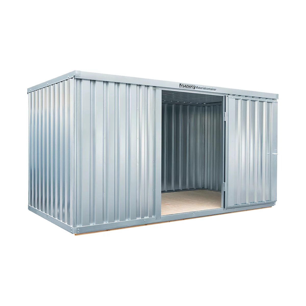 Materiaalcontainer MC 1400, gegalvaniseerd, gemonteerd, met houten bodem