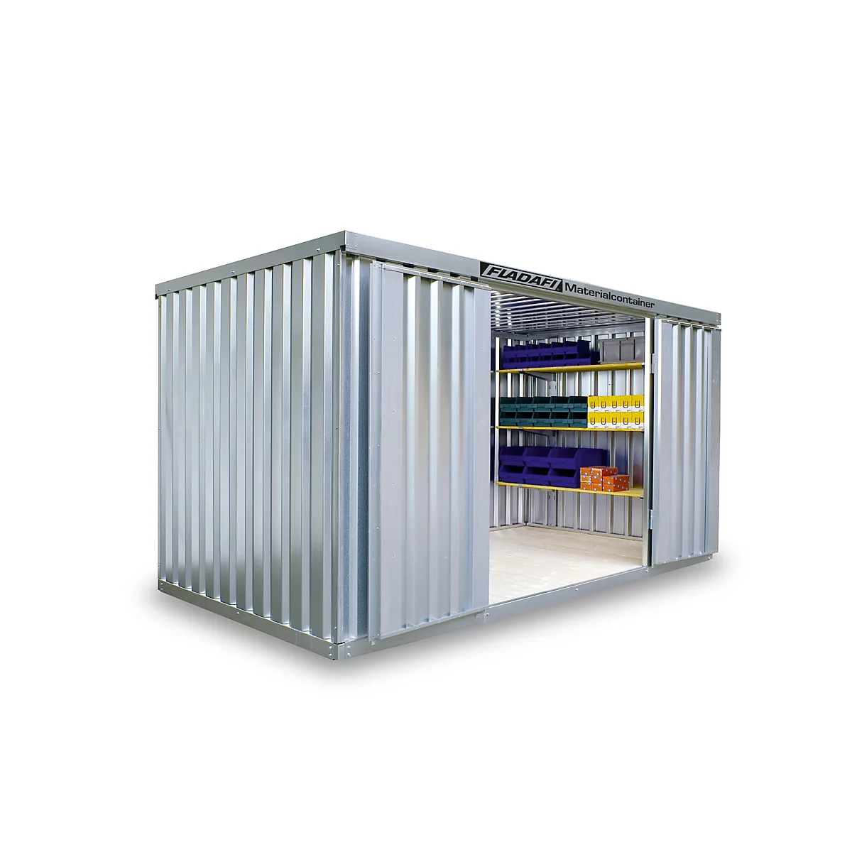 Materiaalcontainer MC 1400, gegalvaniseerd, ongemonteerd, met houten bodem