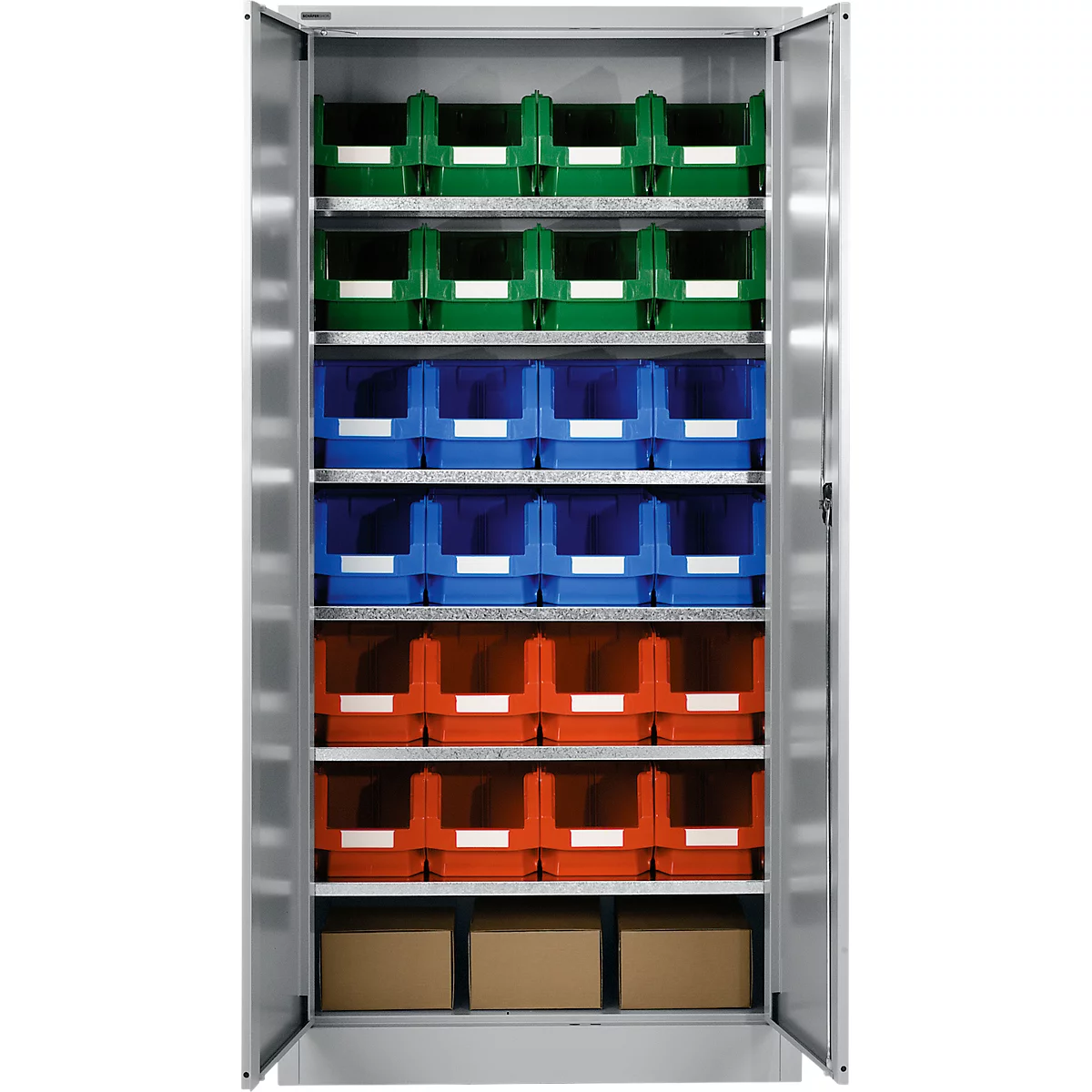Materiaalkast MSI 2409, met 24 bakken, blank aluminium 