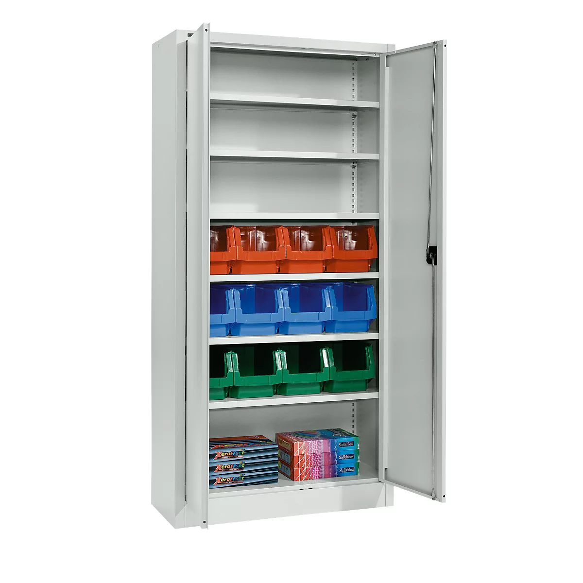 Materiaalkast MSI 2409, met 24 bakken, lichtgrijs 