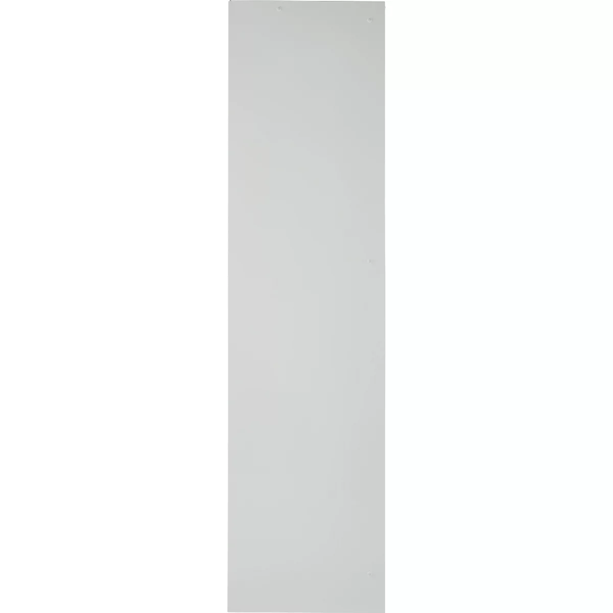 Een portret van een witte deur. Hij staat in een rechthoekig frame tegen een witte achtergrond.