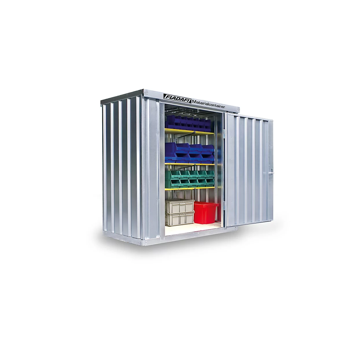 Materialcontainer MC 1100, verzinkt, montiert, mit Holzfußboden