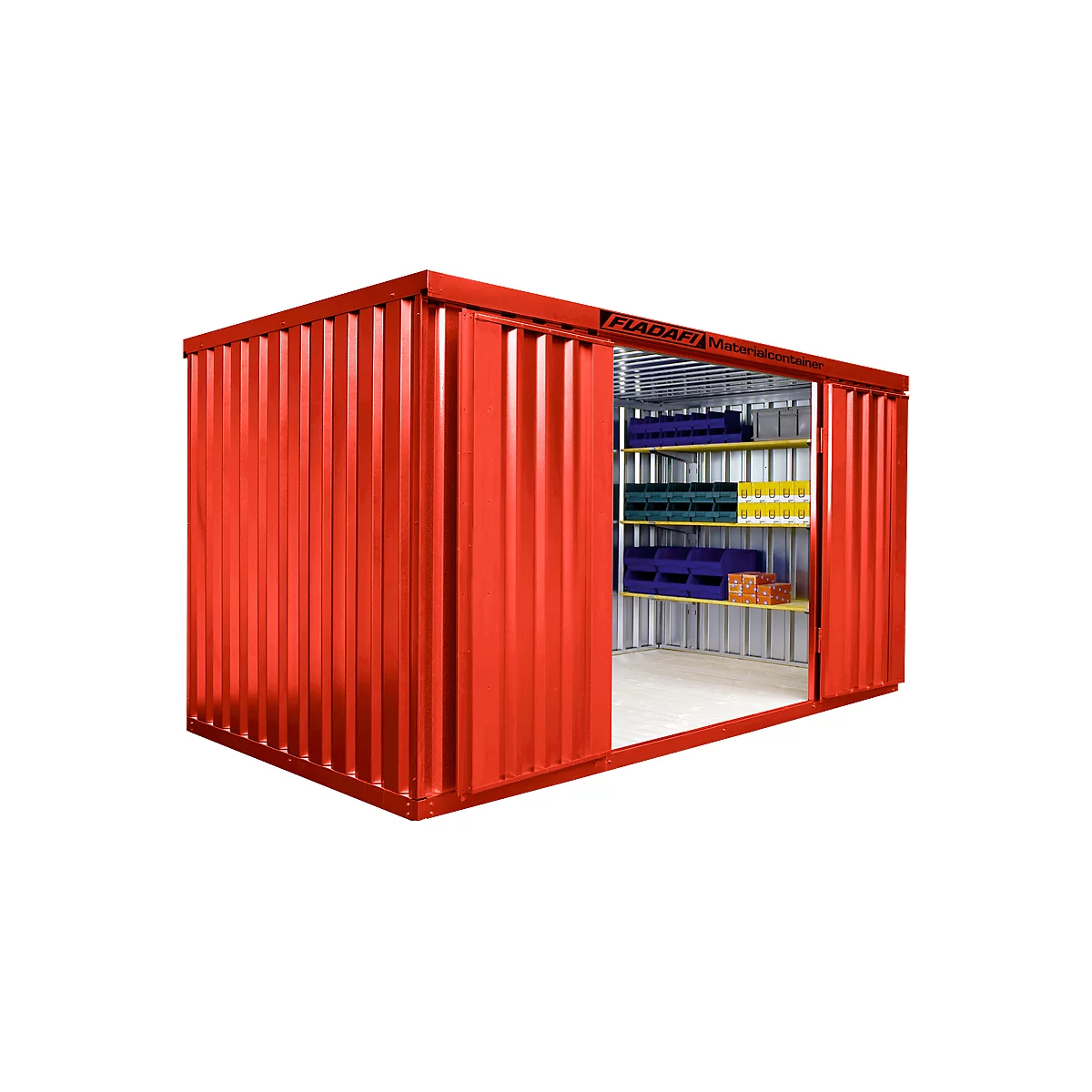 Materialcontainer MC 1400, lackiert, montiert, mit Holzfussboden