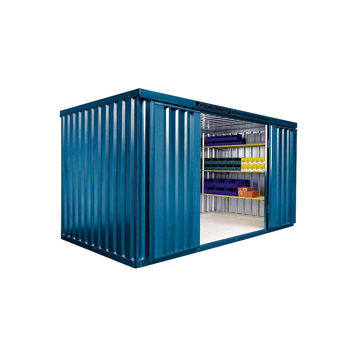 Materialcontainer MC 1400, lackiert, montiert, mit Holzfussboden