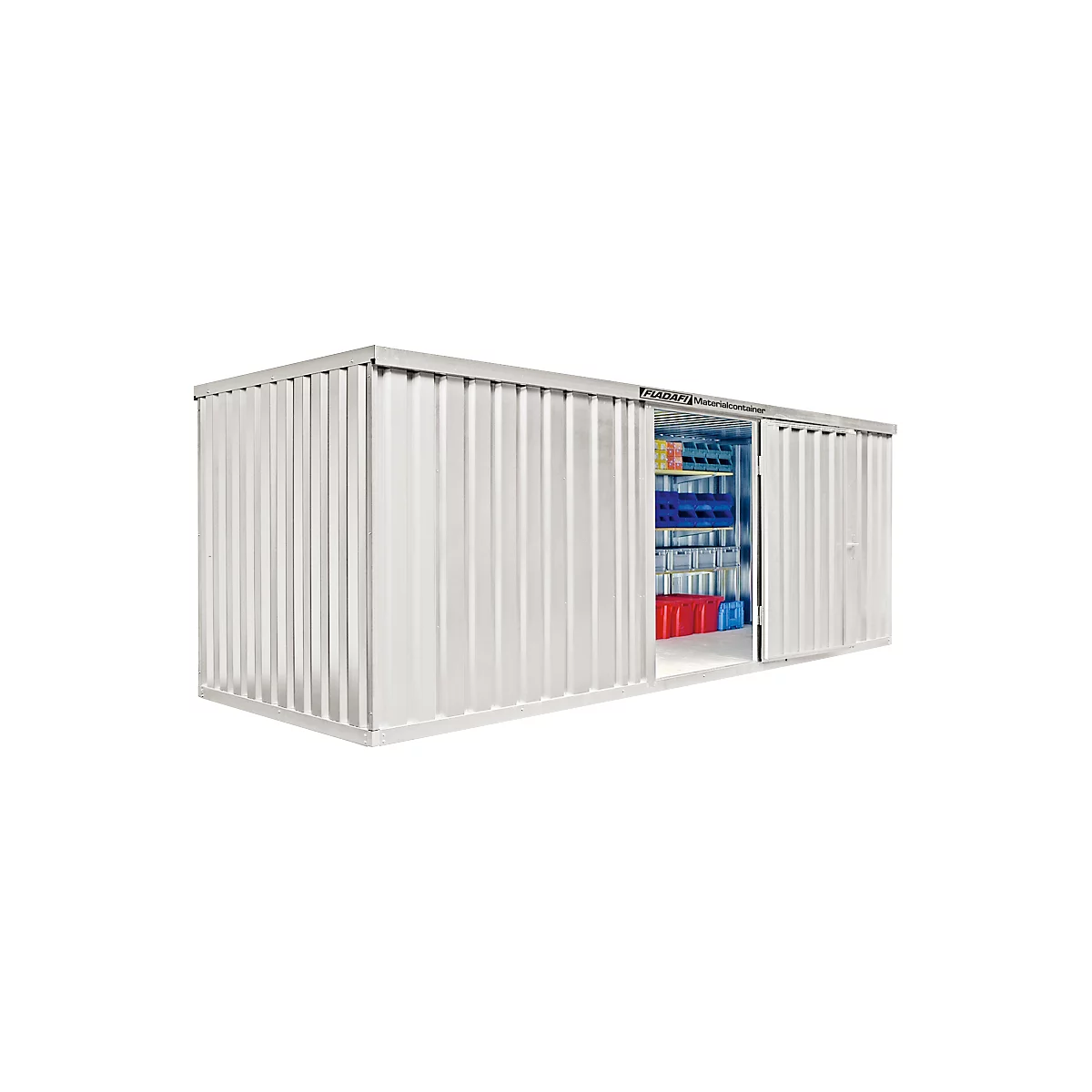Materialcontainer MC 1600, lackiert, montiert, mit Holzfußboden