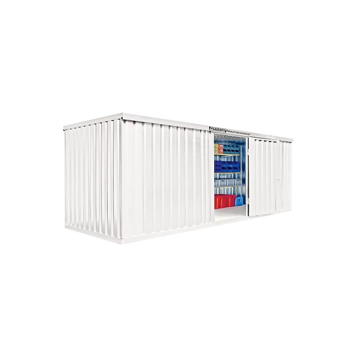 Materialcontainer MC 1600, lackiert, montiert, mit Holzfußboden