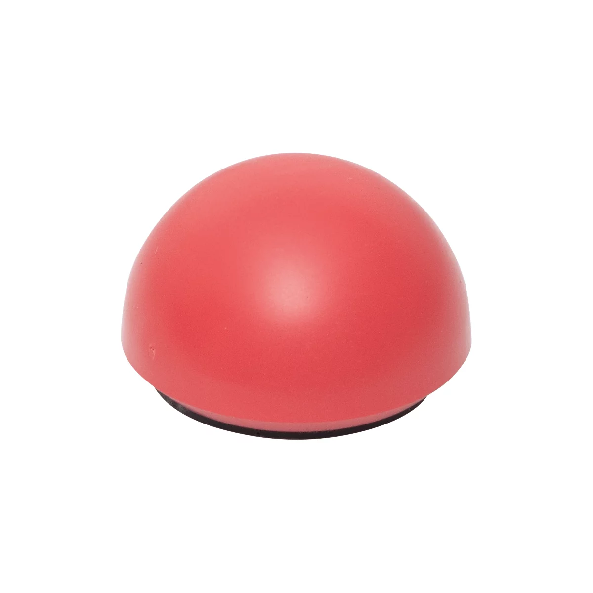 Objet rouge hémisphérique avec une base noire. Surface lisse.