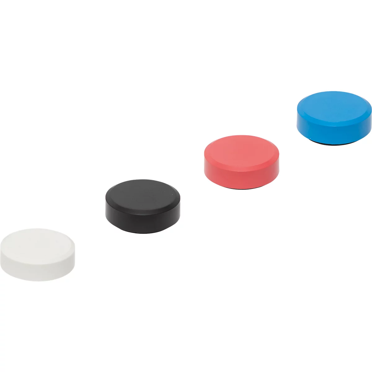 MAUL aimant MAULpro Recycling, rond, avec bord à facettes, force d'adhérence jusqu'à 0,6 kg, Ø 29 mm, 85 % plastique recyclé laqué, couleurs assorties, 20 pièces