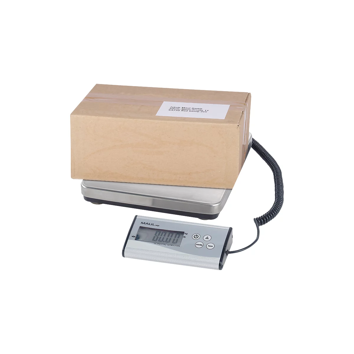 MAUL Balance pour colis MAULcargo, jusqu'à 120 kg, pupitre de commande séparé, fonctionnement sur piles, commande à une touche, arrêt automatique