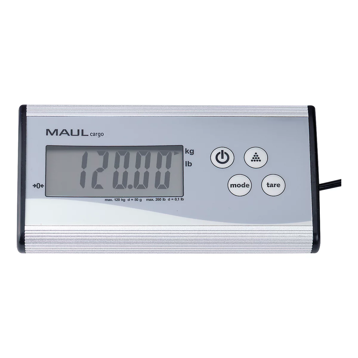 MAUL Balance pour colis MAULcargo, jusqu'à 120 kg, pupitre de commande séparé, fonctionnement sur piles, commande à une touche, arrêt automatique