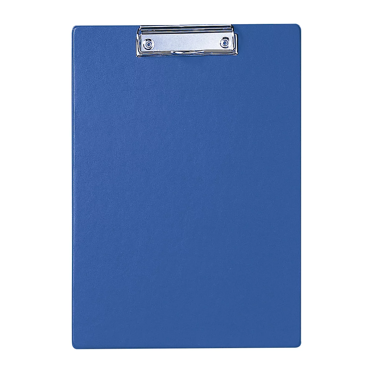 Blue clipboard with silver clip.
