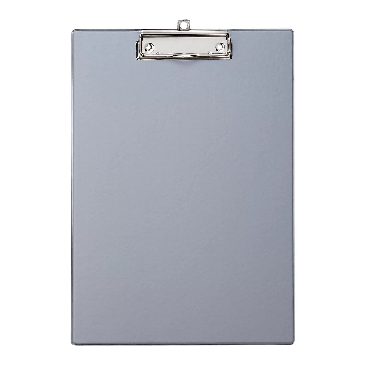 Light blue clipboard. Metal clip at top, blank paper area below.