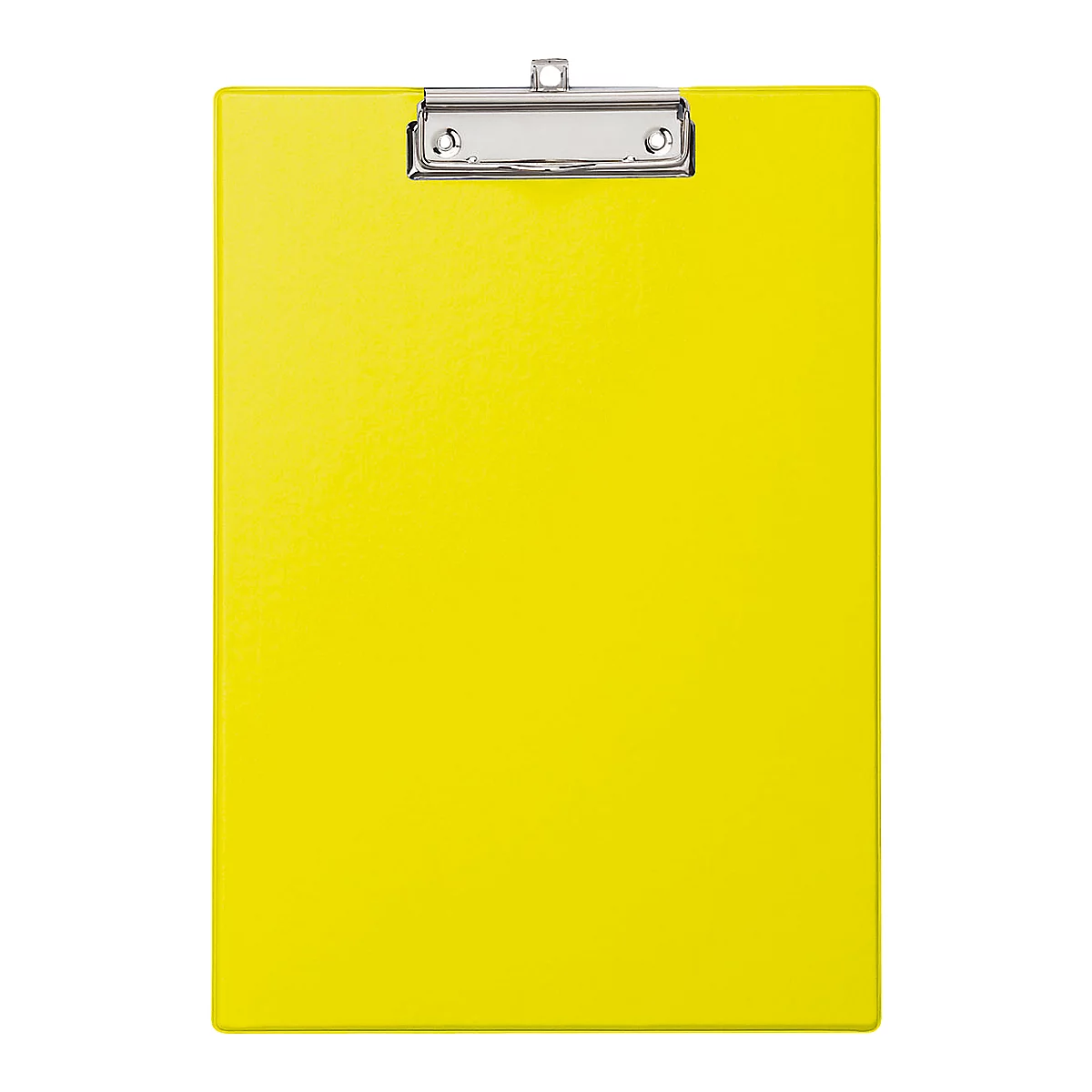 Yellow clipboard with silver clip.