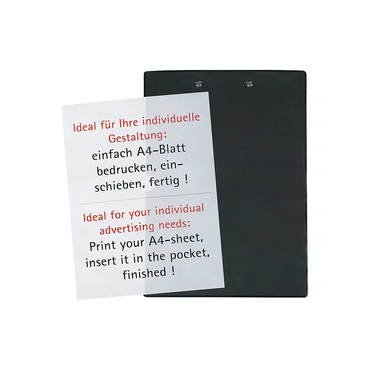 MAUL klembord, A4, kunststof, met transparant pocket, zwart