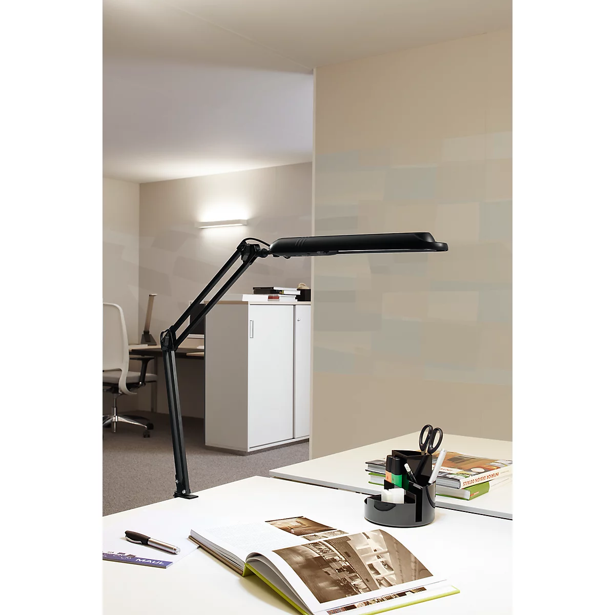 MAUL ledbureaulamp Atlantic, tafelklem, zwart