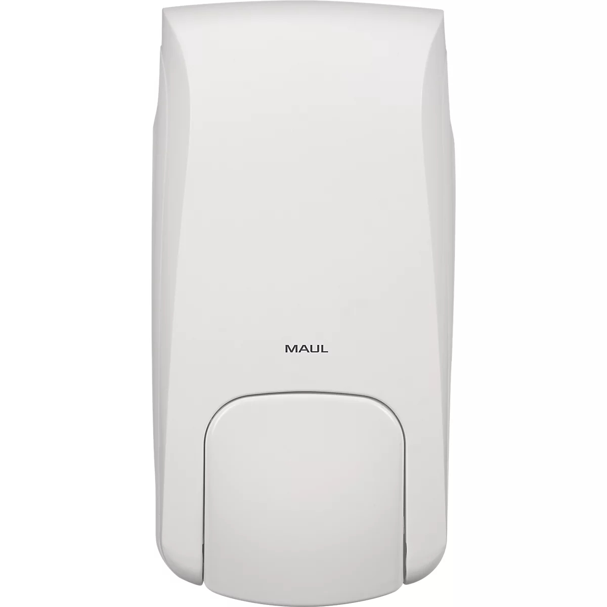Witte zeepdispenser met de tekst "MAUL".
