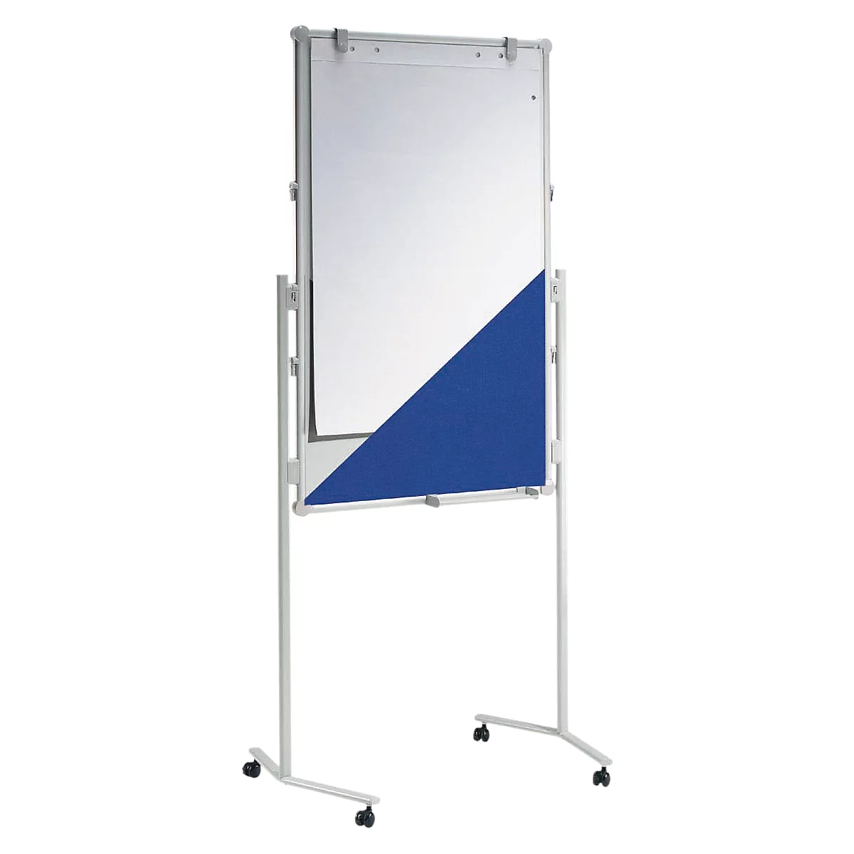 MAUL Moderationstafel Pro, B 750 x H 1200 mm, Textil/Whiteboard, blau/weiß