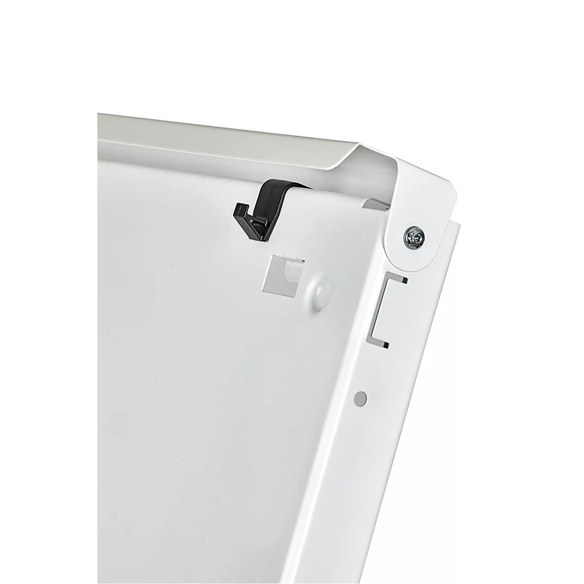 MAUL office flipchart, bord B 70 x H 100 mm, incl. plateau, traploos in hoogte verstelbaar, vierpootsbodem, vastzetbare dubbele zwenkwielen, wit