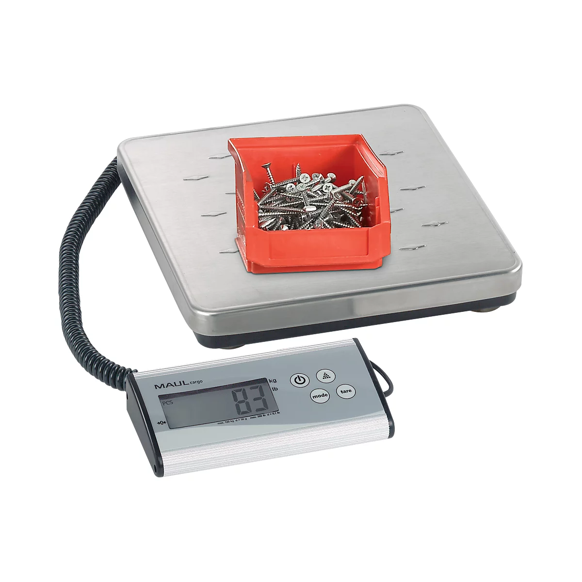 MAUL Paketwaage MAULcargo, bis 120 kg, separates Bedienpult, Batteriebetrieb, Ein-Tasten-Bedienung, Abschaltautomatik