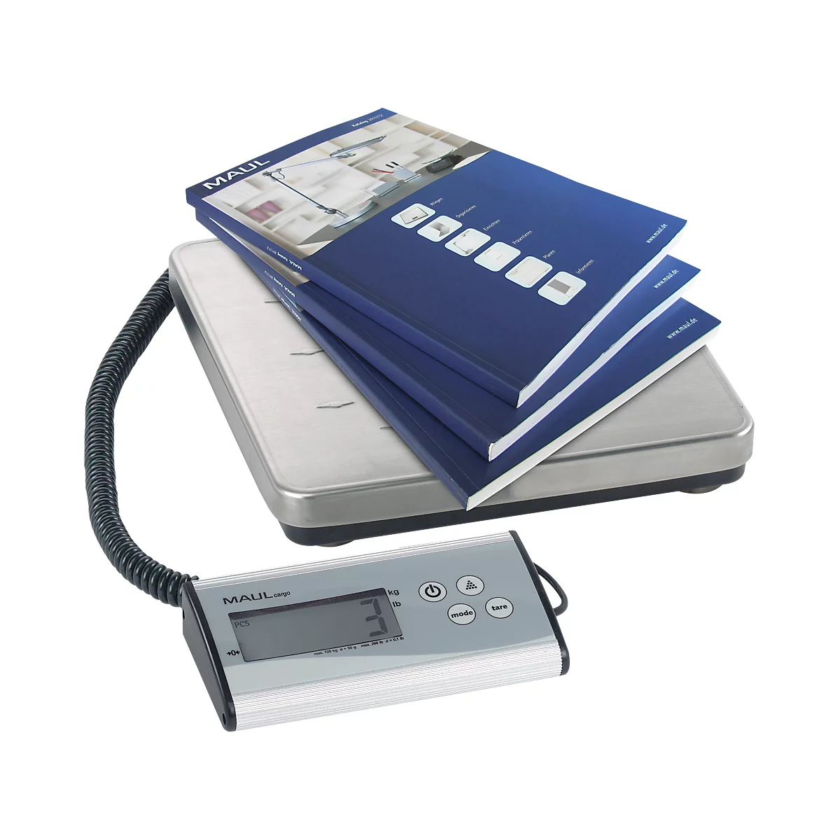 MAUL Paketwaage MAULcargo, bis 120 kg, separates Bedienpult, Batteriebetrieb, Ein-Tasten-Bedienung, Abschaltautomatik