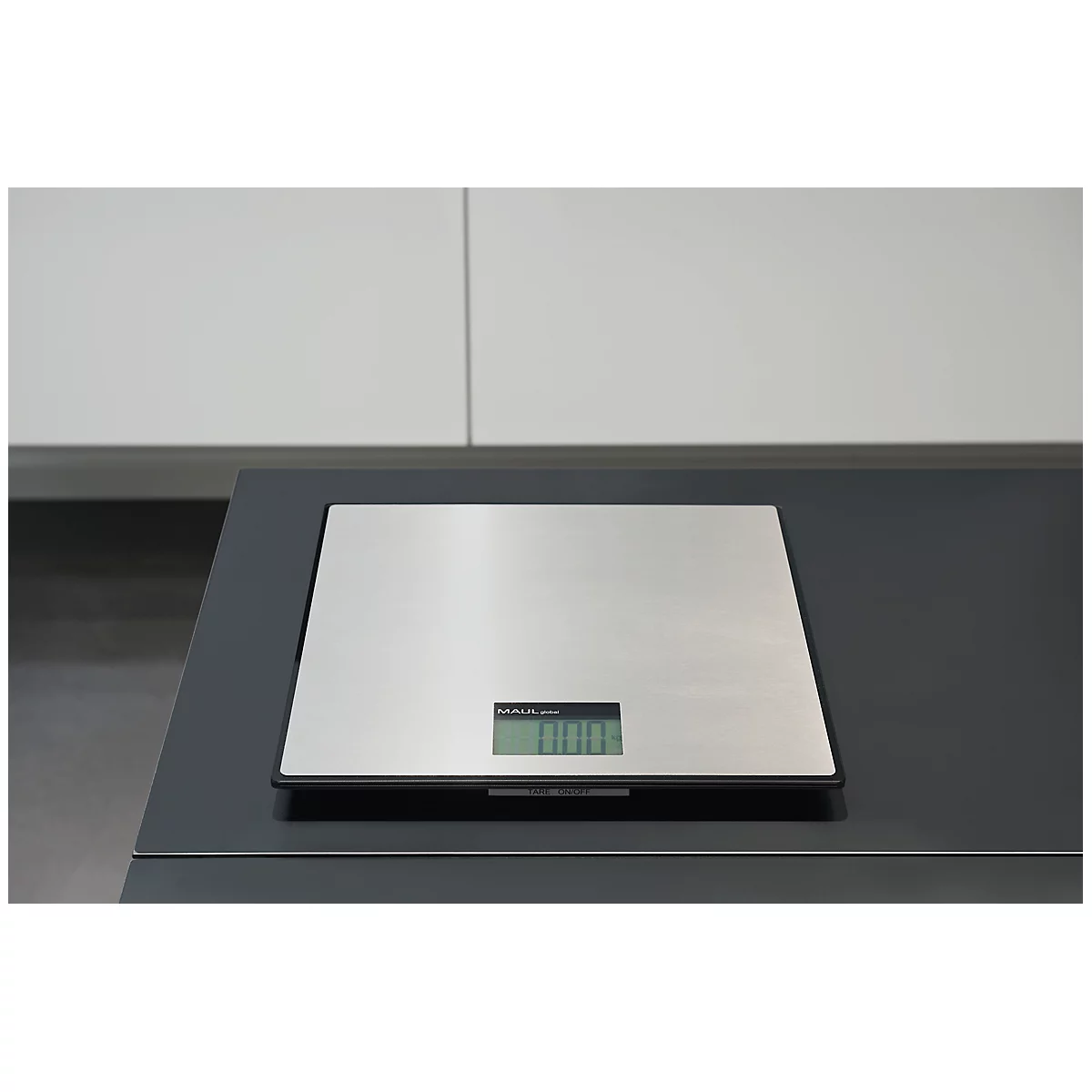 MAUL pakketweegschaal MAULglobal, tot 50 kg, roestvrijstalen steun, automatische uitschakeling, LCD-display, batterijvoeding