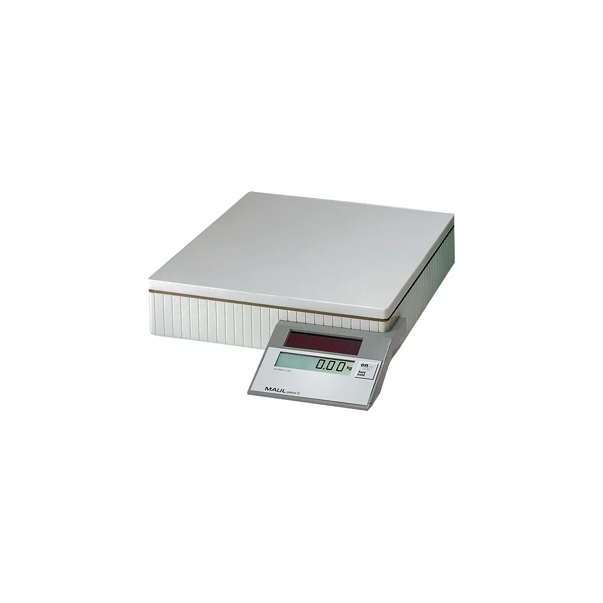 MAUL pakketweegschaal MAULparcel S, tot 50 kg, op zonne-energie, automatische uitschakeling, éénknopsbediening, hold-functie, grijs