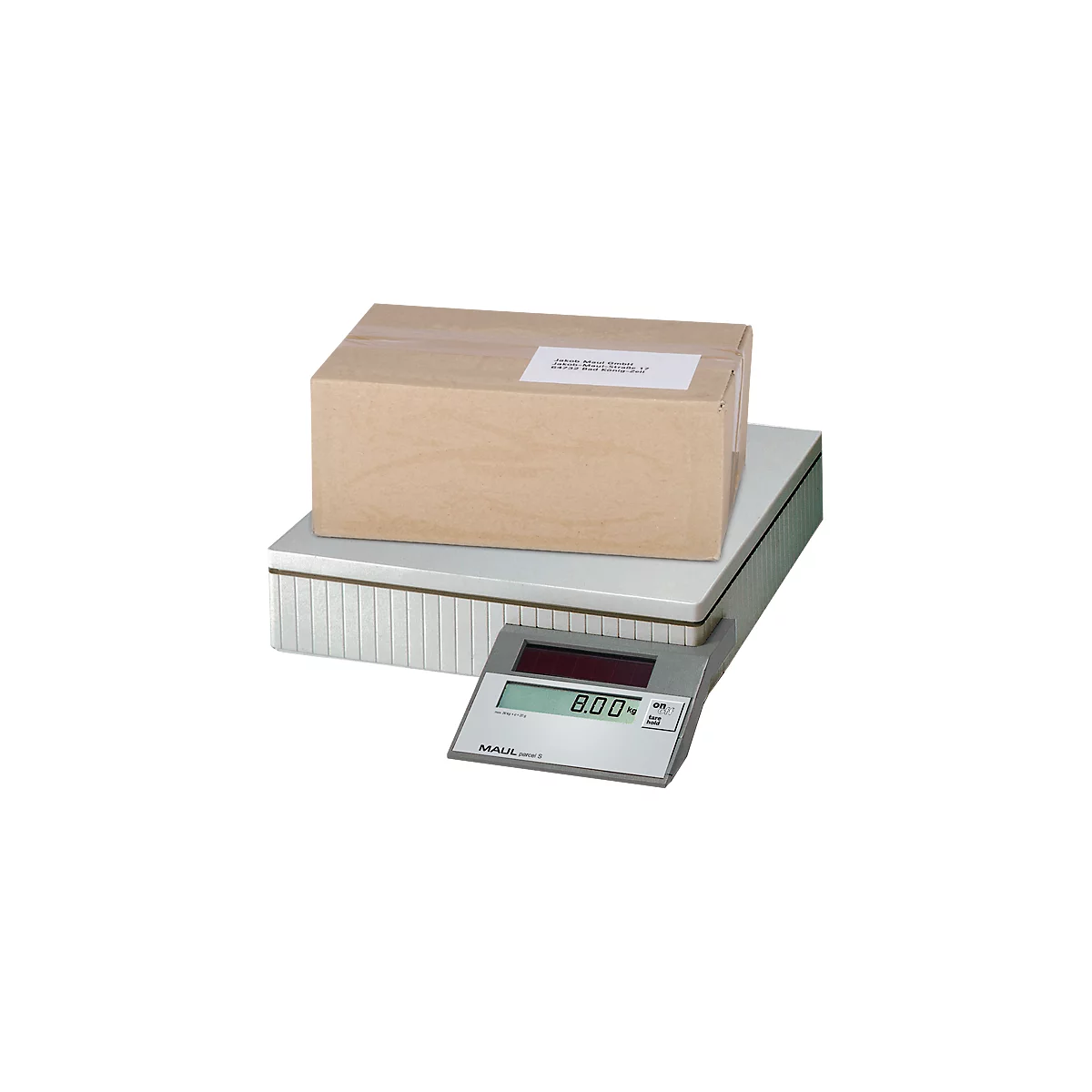 MAUL pakketweegschaal MAULparcel S, tot 50 kg, op zonne-energie, automatische uitschakeling, éénknopsbediening, hold-functie, grijs