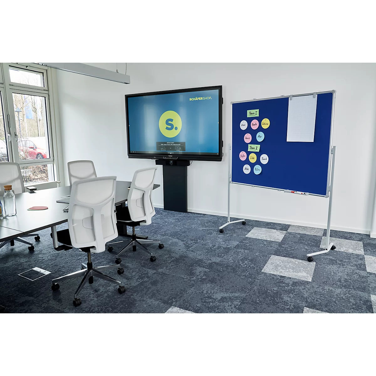 MAUL presentatiebord Pro, textiel/textiel blauw + presentatiekaartenset met 360 kaarten en 200 pinnaalden