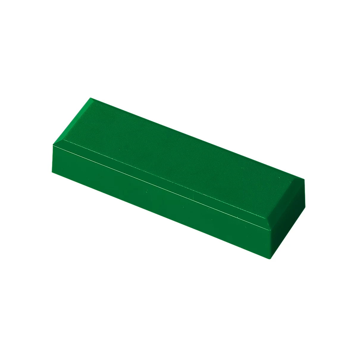 A rectangular green block, slightly angled. The edges are slightly rounded.