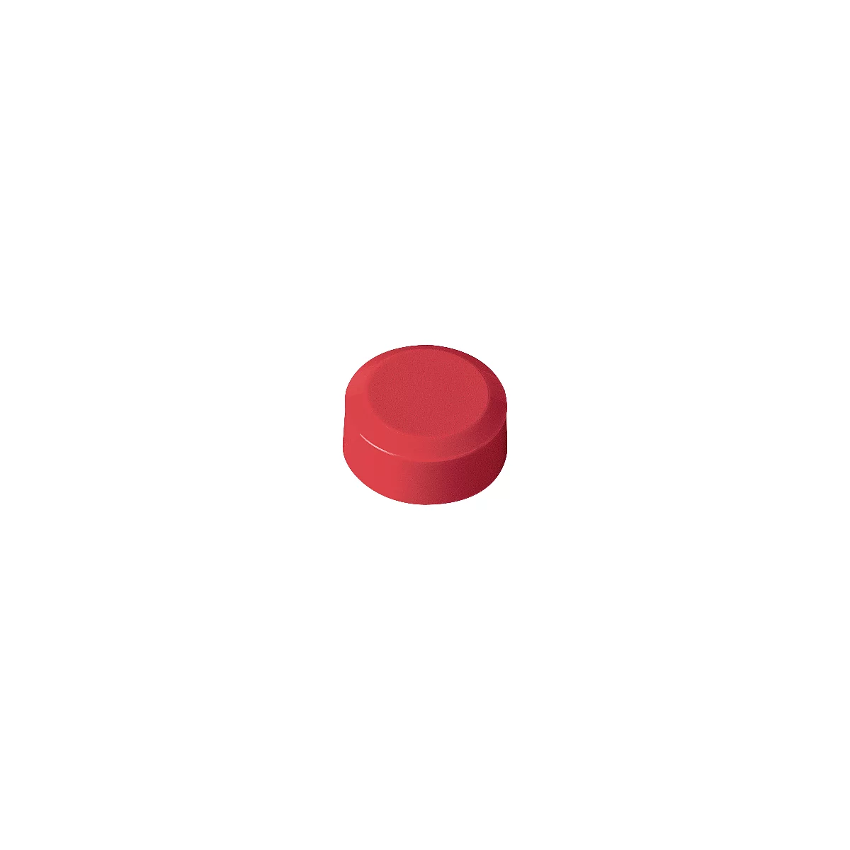 Red, cylindrical button, slightly rounded.