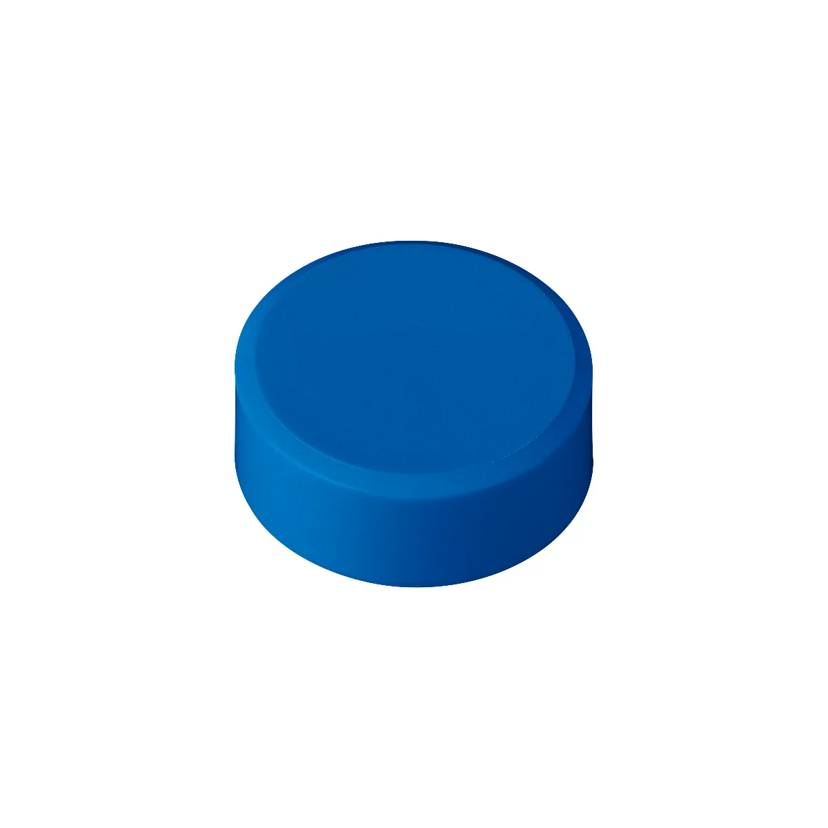 A blue, cylindrical object, possibly a button or cap.
