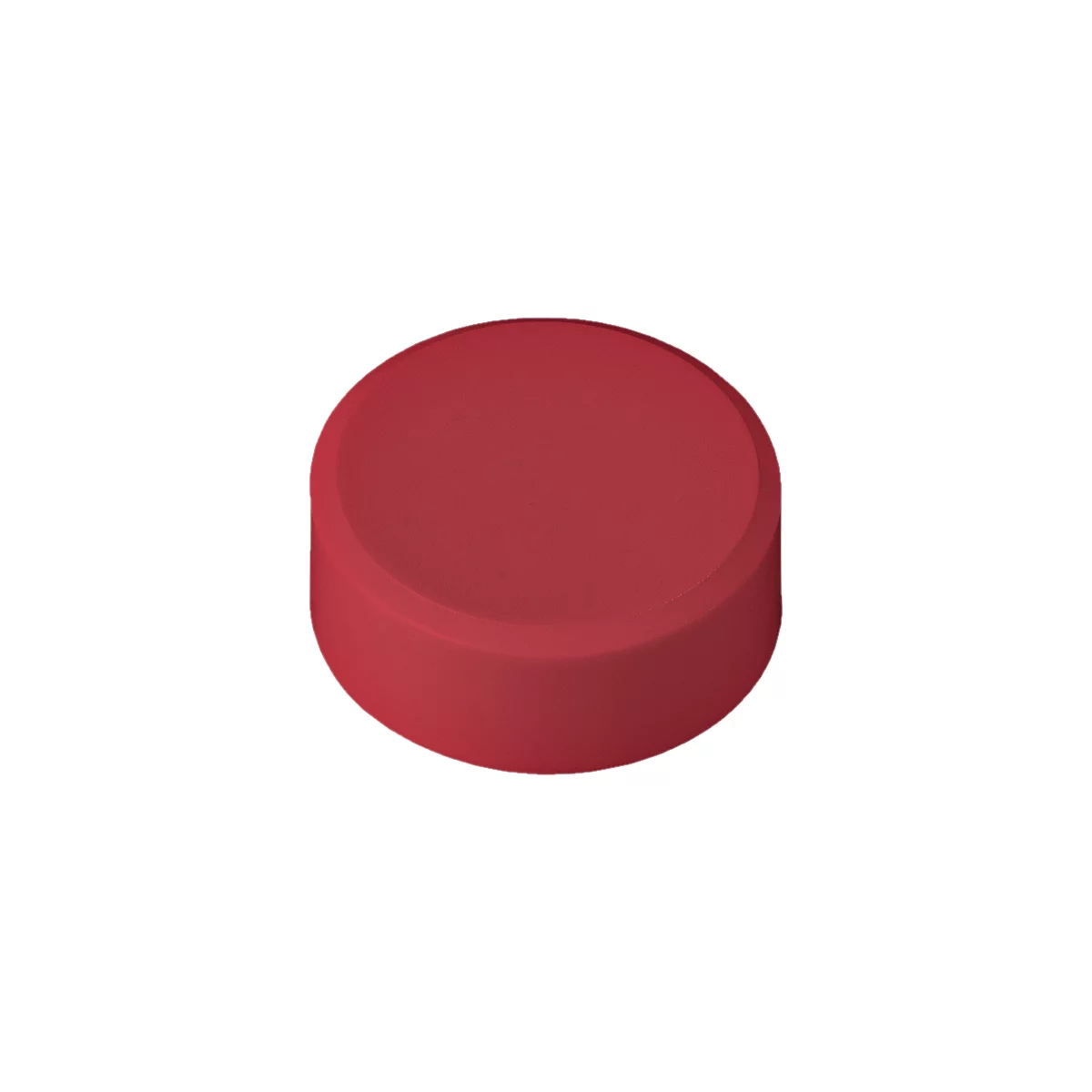 Round, red object, presumably a tablet or a button.